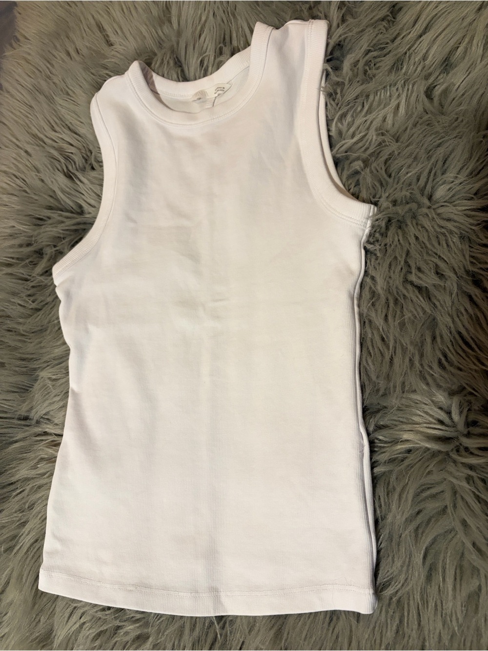 Zara White Ribbed Crewneck Tank